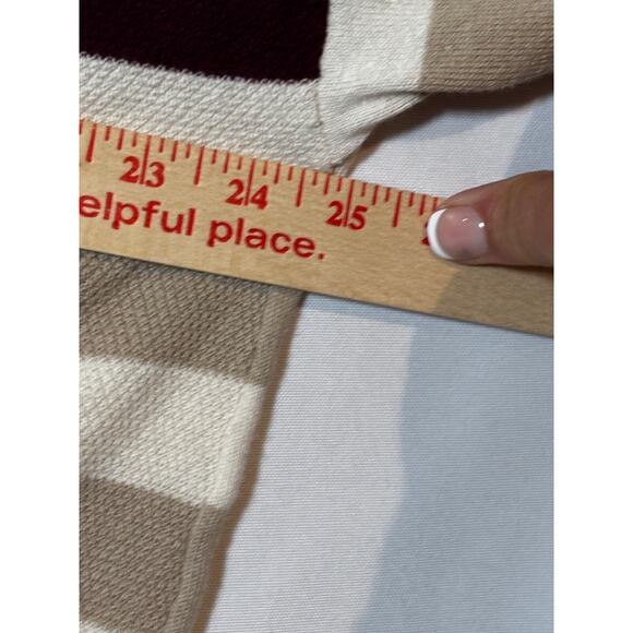 Lane Bryant Striped Beige Cream Burgundy Light Cardigan career Capsule Sz 18/20 - Picture 6 of 8